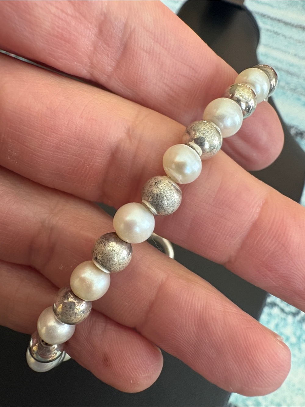 Silpada Sterling Silver Pearl Toggle Bracelet 925 Thailand 7.75” - Picture 8 of 8